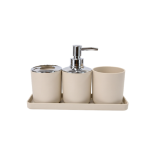 Set de baño 4 piezas minimalista con bandeja